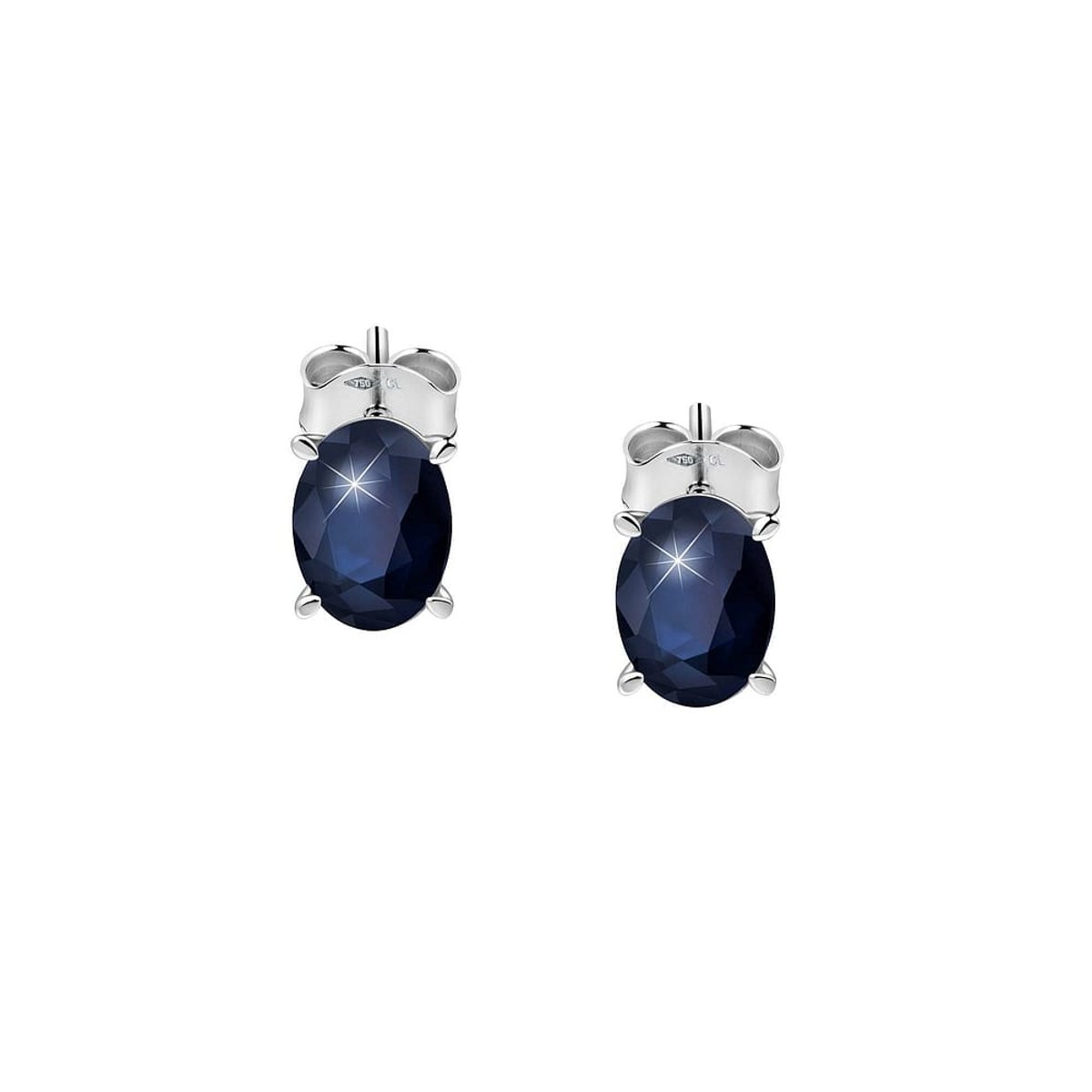 Boucles d'oreilles en Or 750/1000/saphir et Saphir argent et bleu, CLEOR