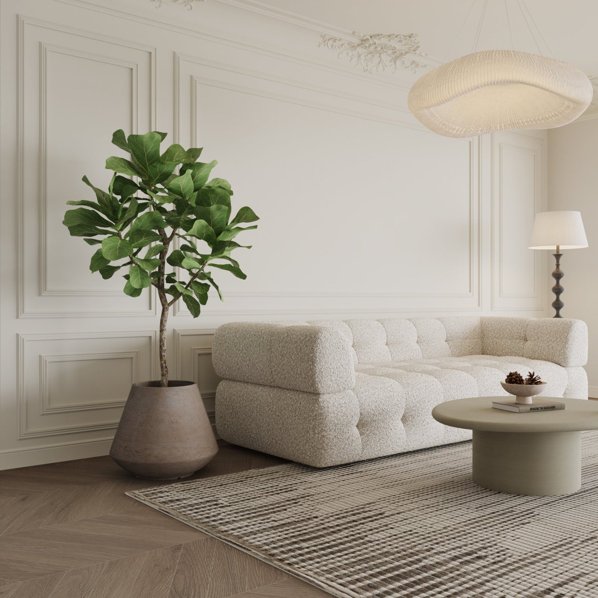 Cache-pot décoratif en ciment H46 ZEN marron clair, SIA DECO