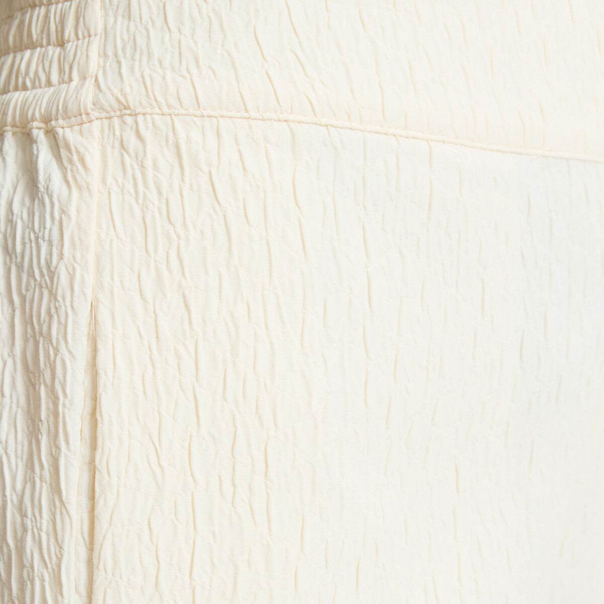 Pantalon large, tissu aspect crépon blanc cassé, LA REDOUTE COLLECTIONS