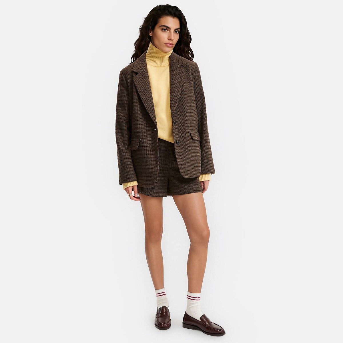 Gerader Blazer mit Karomuster braun kariert, LA REDOUTE COLLECTIONS