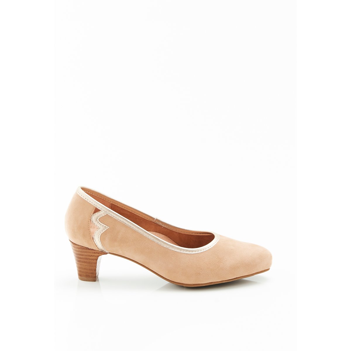 Escarpins fantaisie aspect nubuck marron beige rosé, DAMART