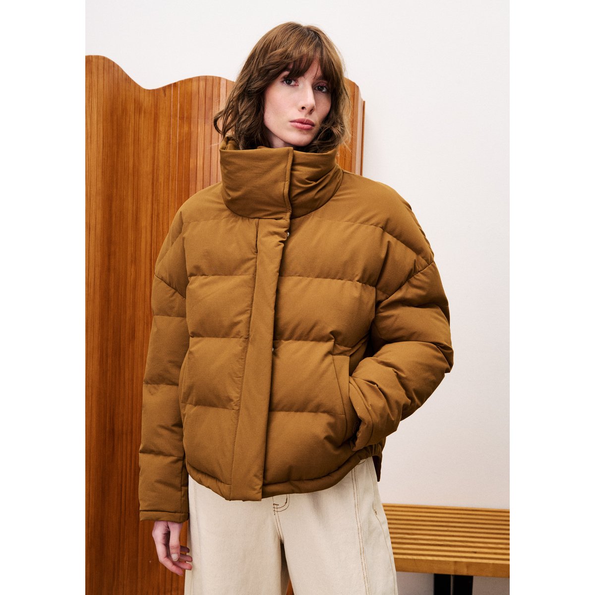 Doudoune col roulé PAGNOL marron ocre, FRNCH