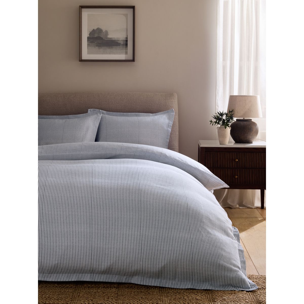 Parure drap-housse rayures matelassées gris, NEXT
