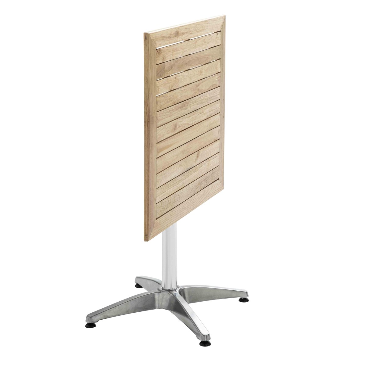 Table de terrasse rabattable et 4 chaises en aluminium et bois, TIMES SQUARE marron, OVIALA