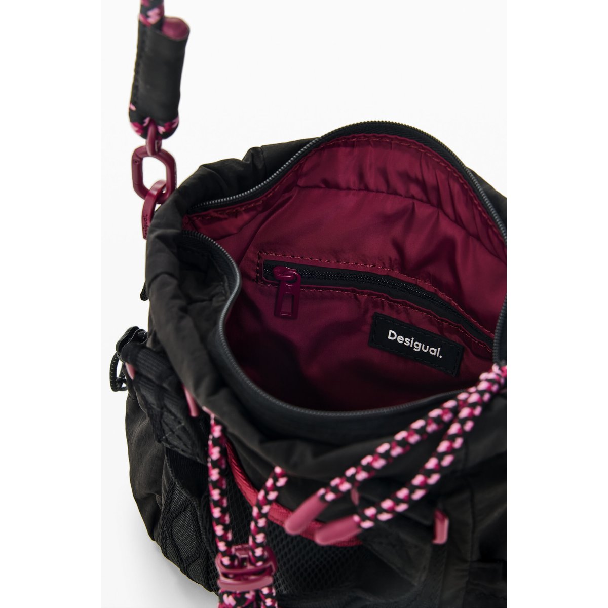 Petit porte-monnaie en nylon noir, DESIGUAL