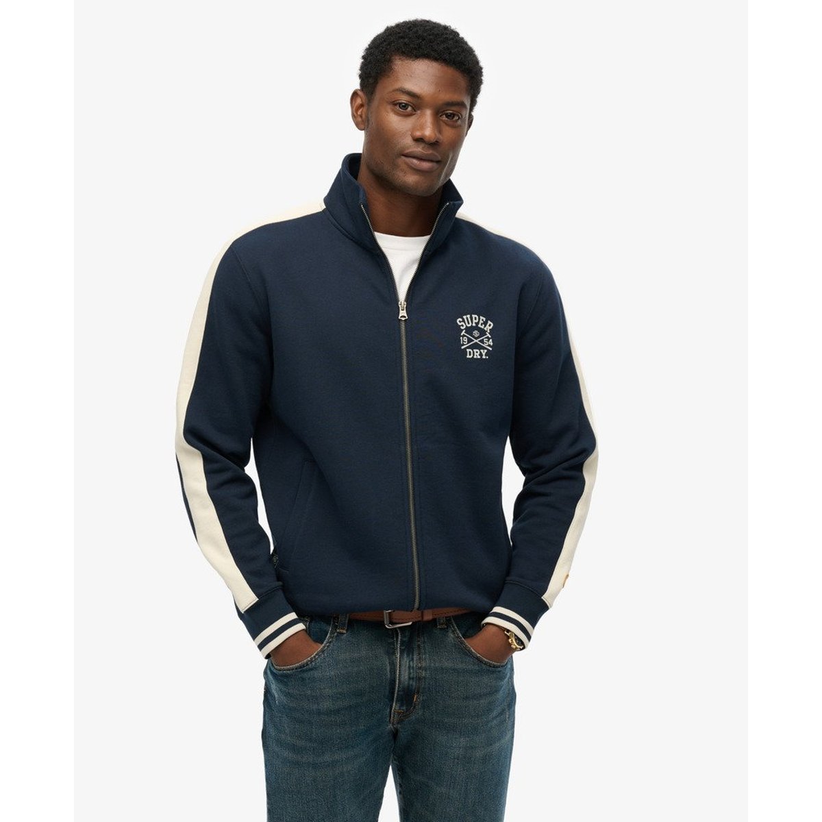 Veste de Survêtement Athletic Club bleu marine nautique, SUPERDRY