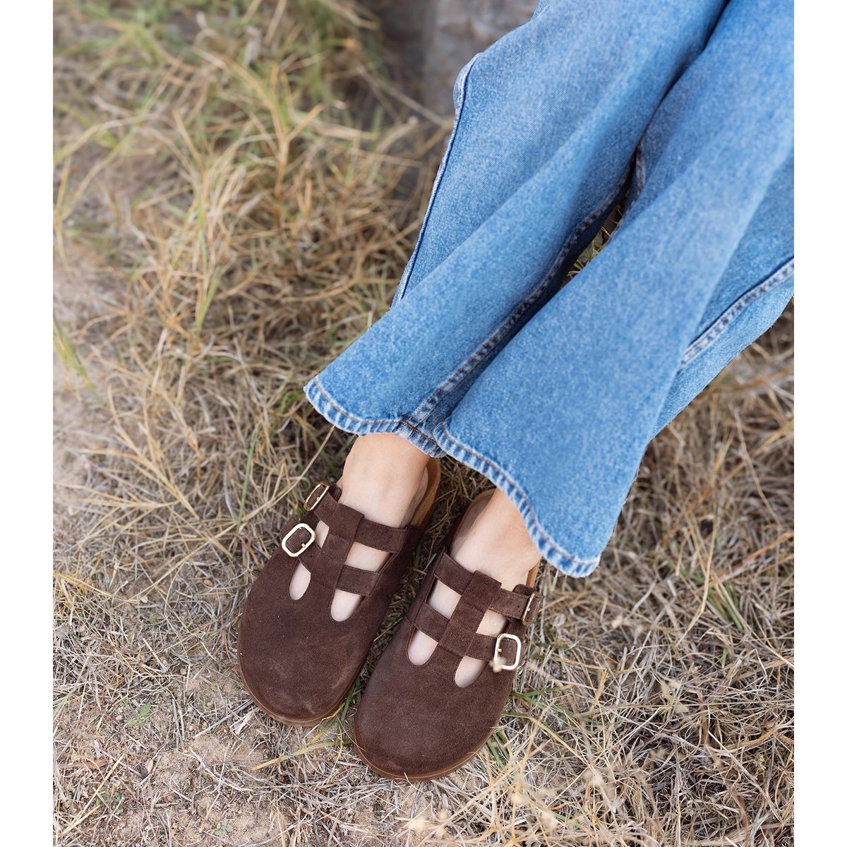 Mule cuir velours LUNA marron, MAISON TOUFET