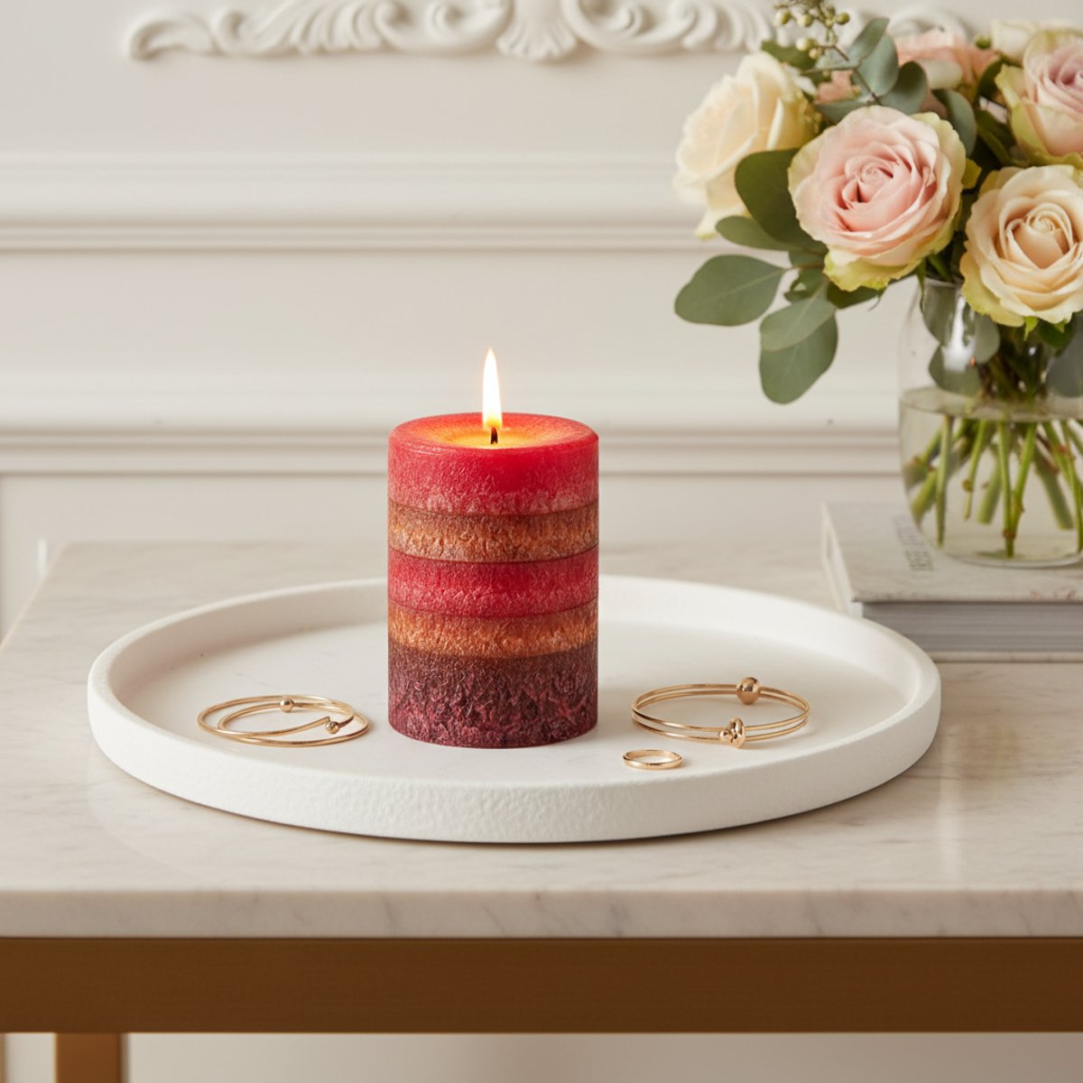 Bougie parfumée cylindrique H10 rouge, SIA DECO