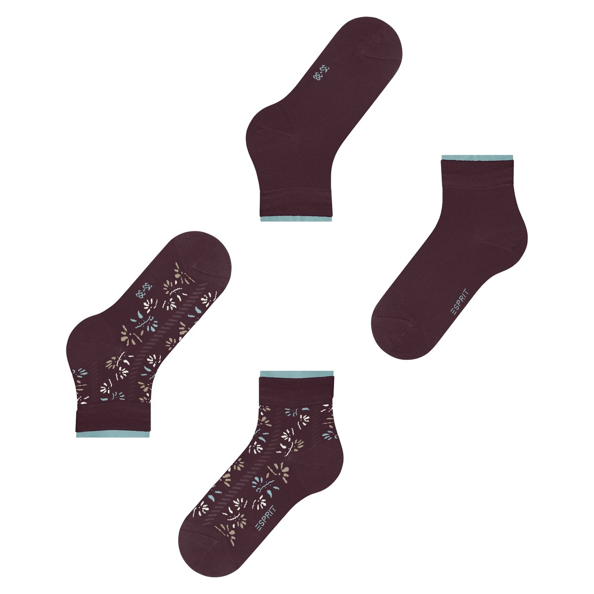 Chaussettes courtes Soft Blooms 2-Pack Opaque rouge, ESPRIT