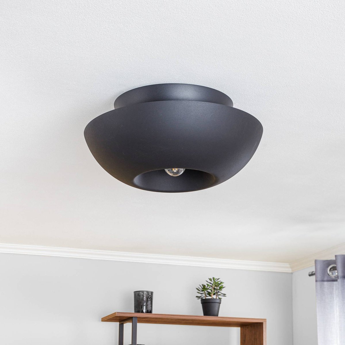 Plafonnier en métal design, Kellina noir, LUCANDE