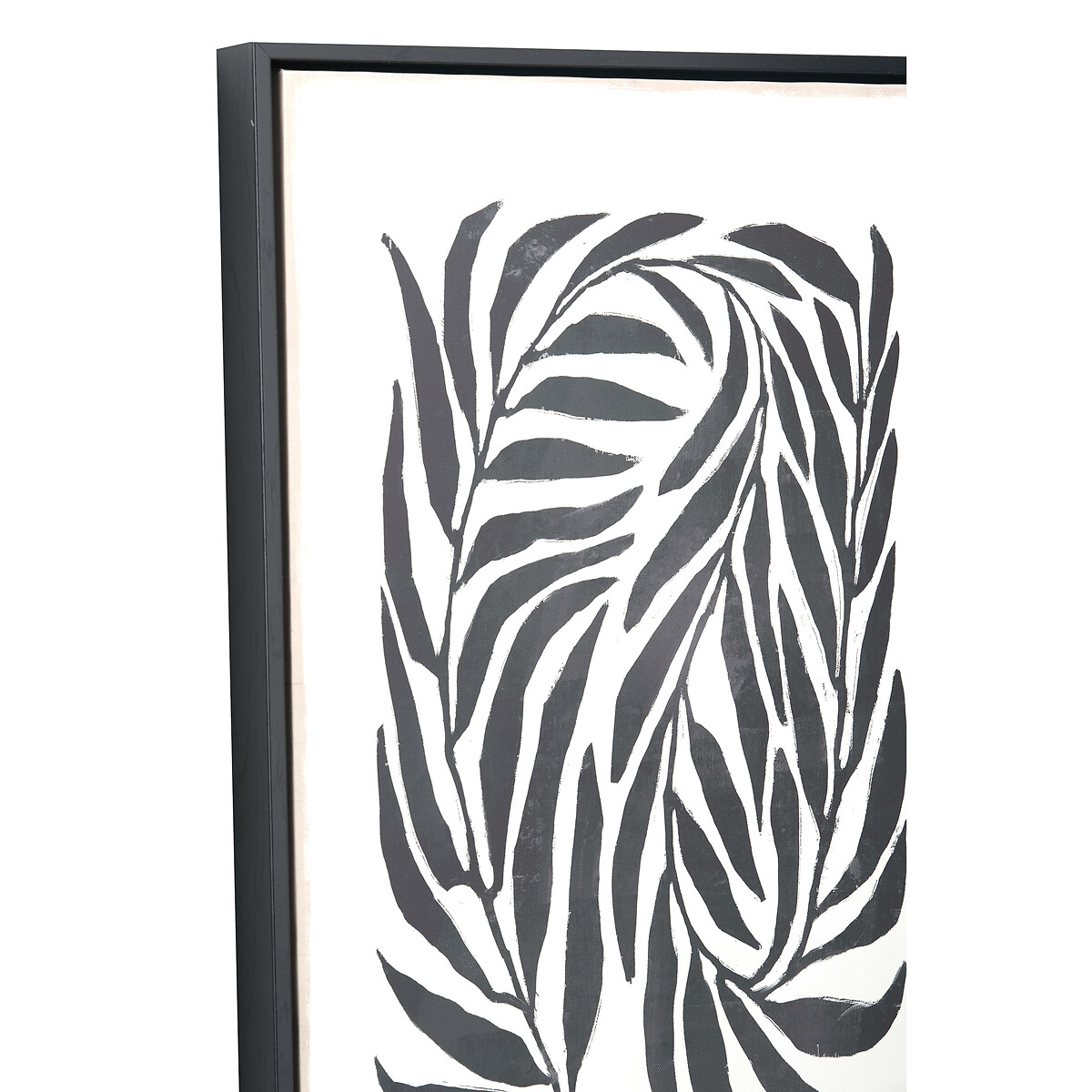 Set of 2 60 x 40cm Black Leaf Print Canvases with Black Frames black/white, ÉDITÉ