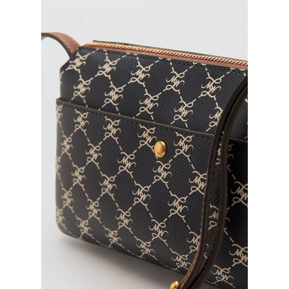 Sac bandoulière à imprimé logo bleu marine, MANGO