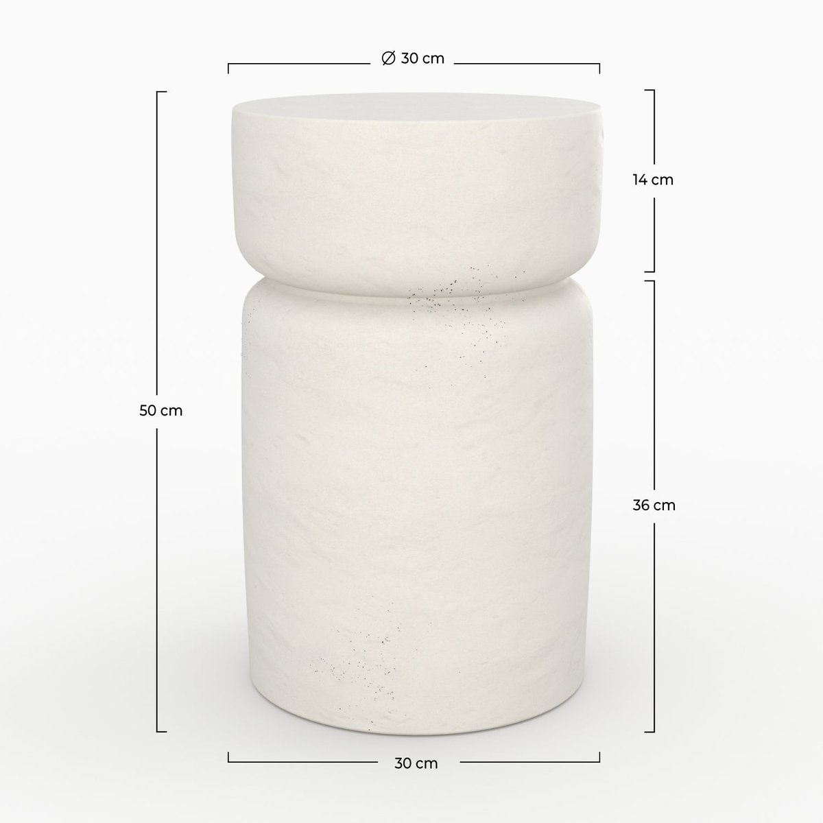 Table d'appoint ronde en béton D30 cm - TAHITI blanc, MAISON PAVANE