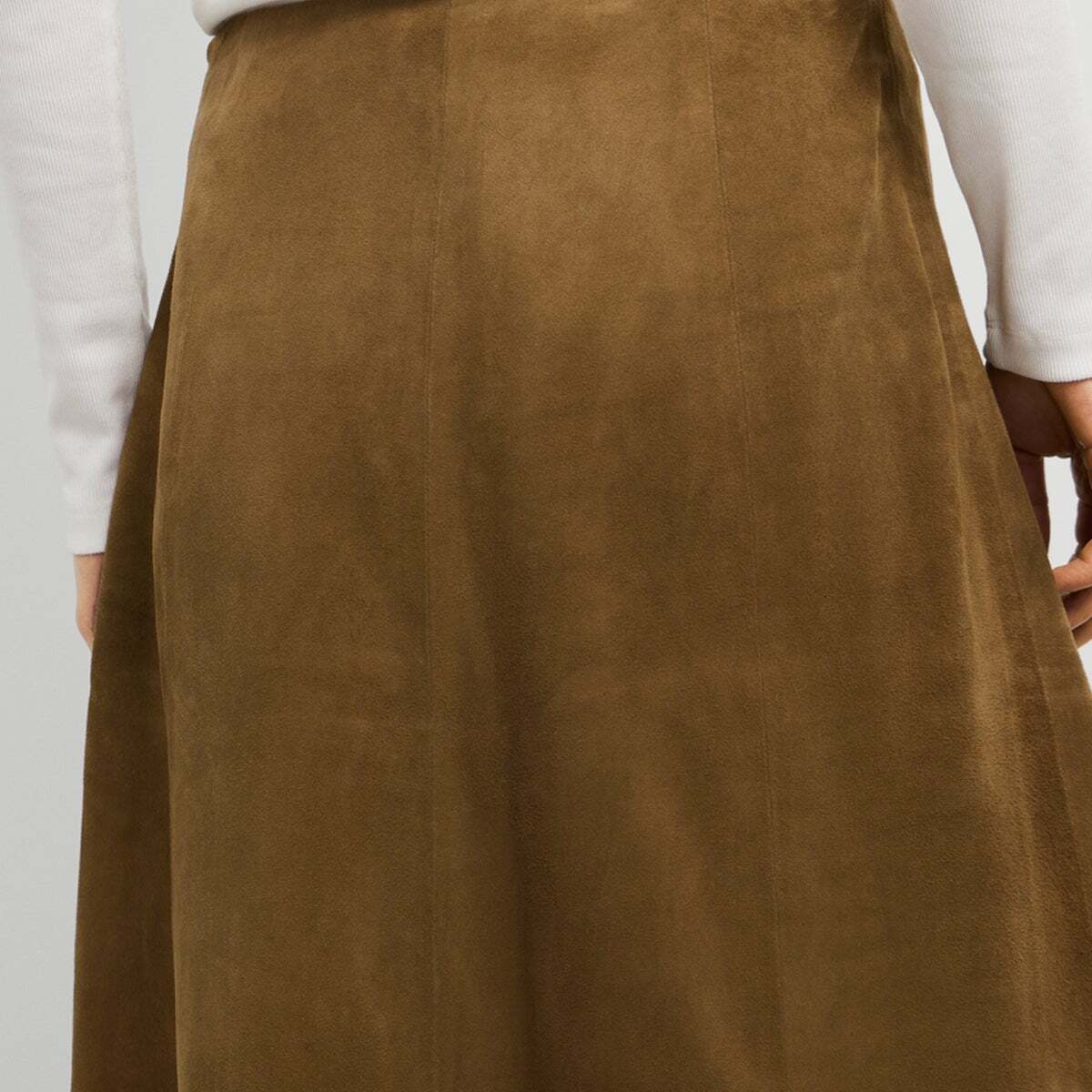 Jupe Midi En Daim beiges grains, PEPE JEANS