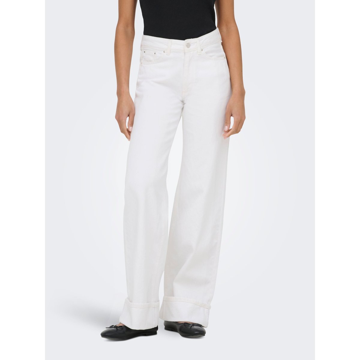 Jean À Jambe Large white denim, ONLY