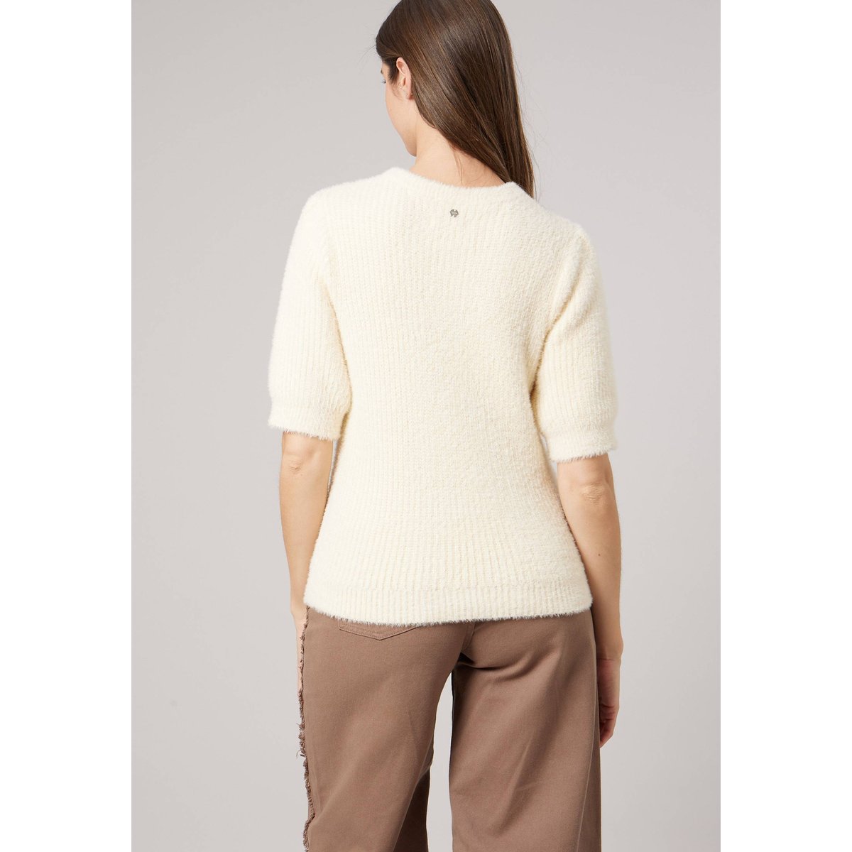 Pull femme en maille torsadée RENATA crème, DEELUXE