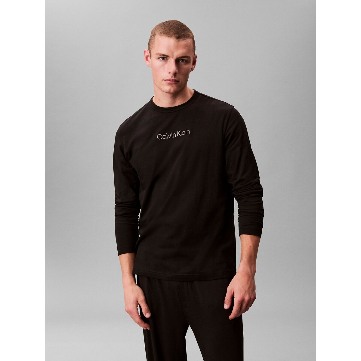 T-shirt pigiama, maniche lunghe nero , CALVIN KLEIN UNDERWEAR