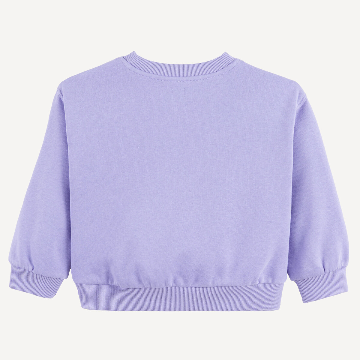 Sweater in molton met ronde hals, tekst en hondenmotief paars, LA REDOUTE COLLECTIONS