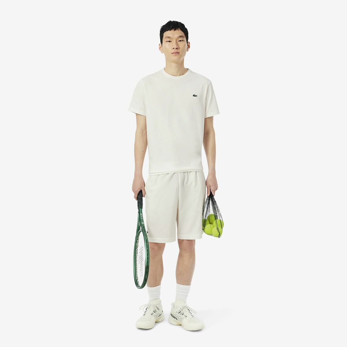 T-shirt manches courtes logo back ecru, LACOSTE