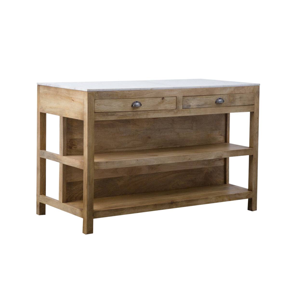 Îlot central en bois de manguier LOUISA blanc, MADE IN MEUBLES