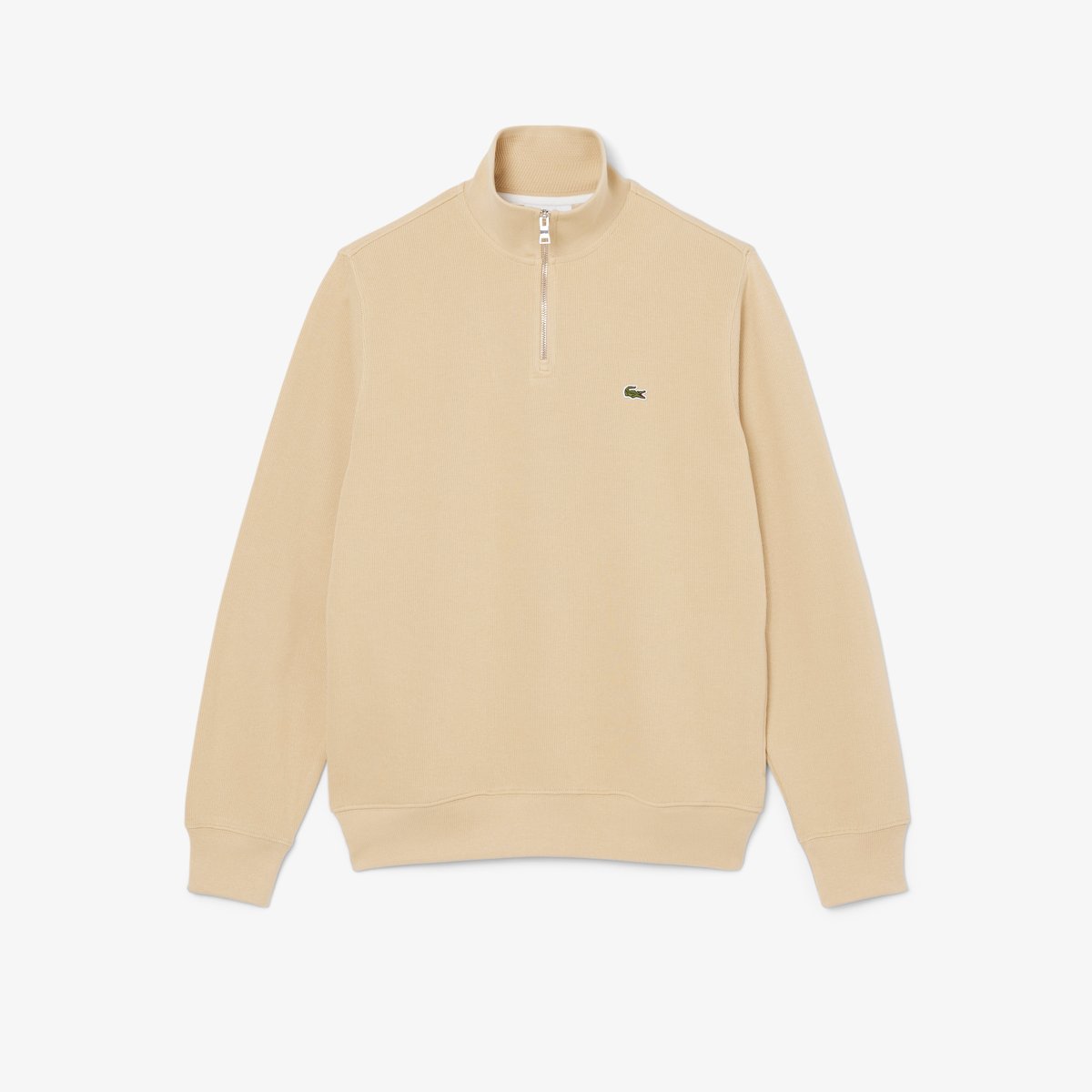 Sweatshirt zippé interlock col montant beige-8xf, LACOSTE