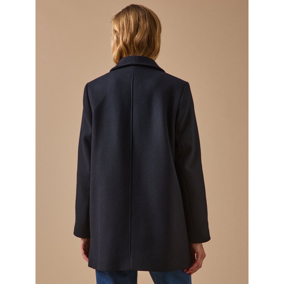 Manteau droit lainage uni encre, CYRILLUS