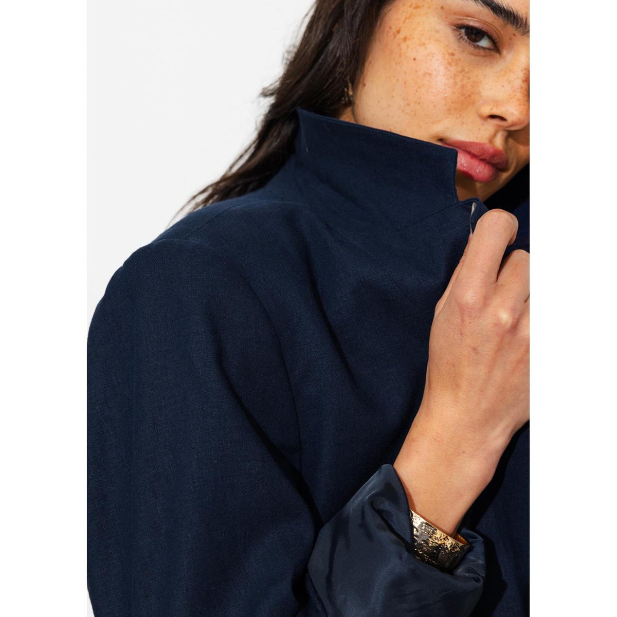 Veste de tailleur lin mélangé marine, PROMOD