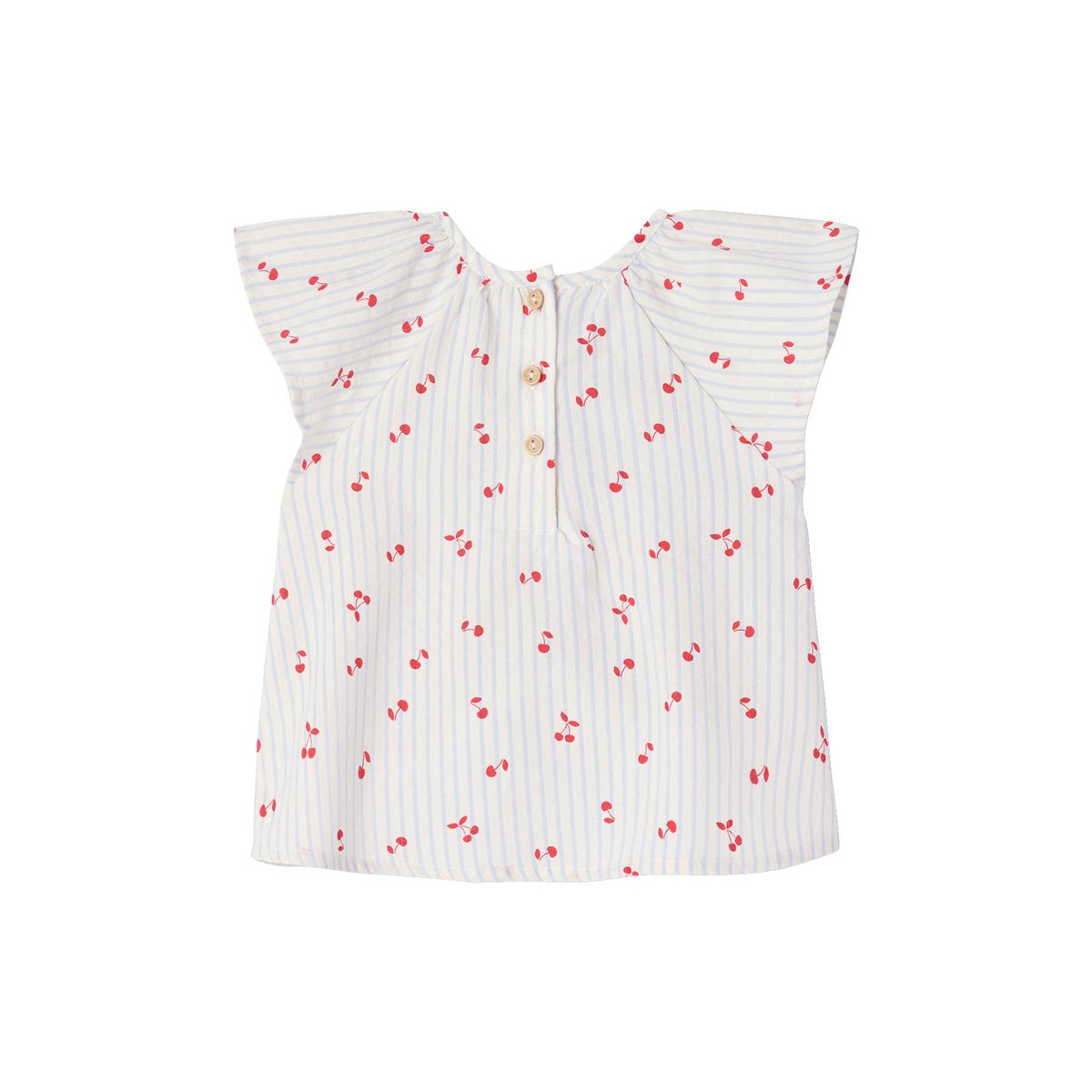 Blouse manches courtes bébé rayé bleu, VERTBAUDET