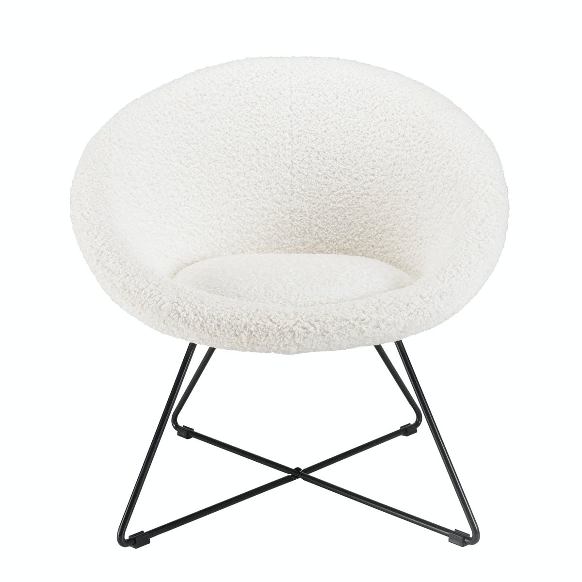Fauteuil rond blanc tissu bouclette TIM blanc, PIER IMPORT