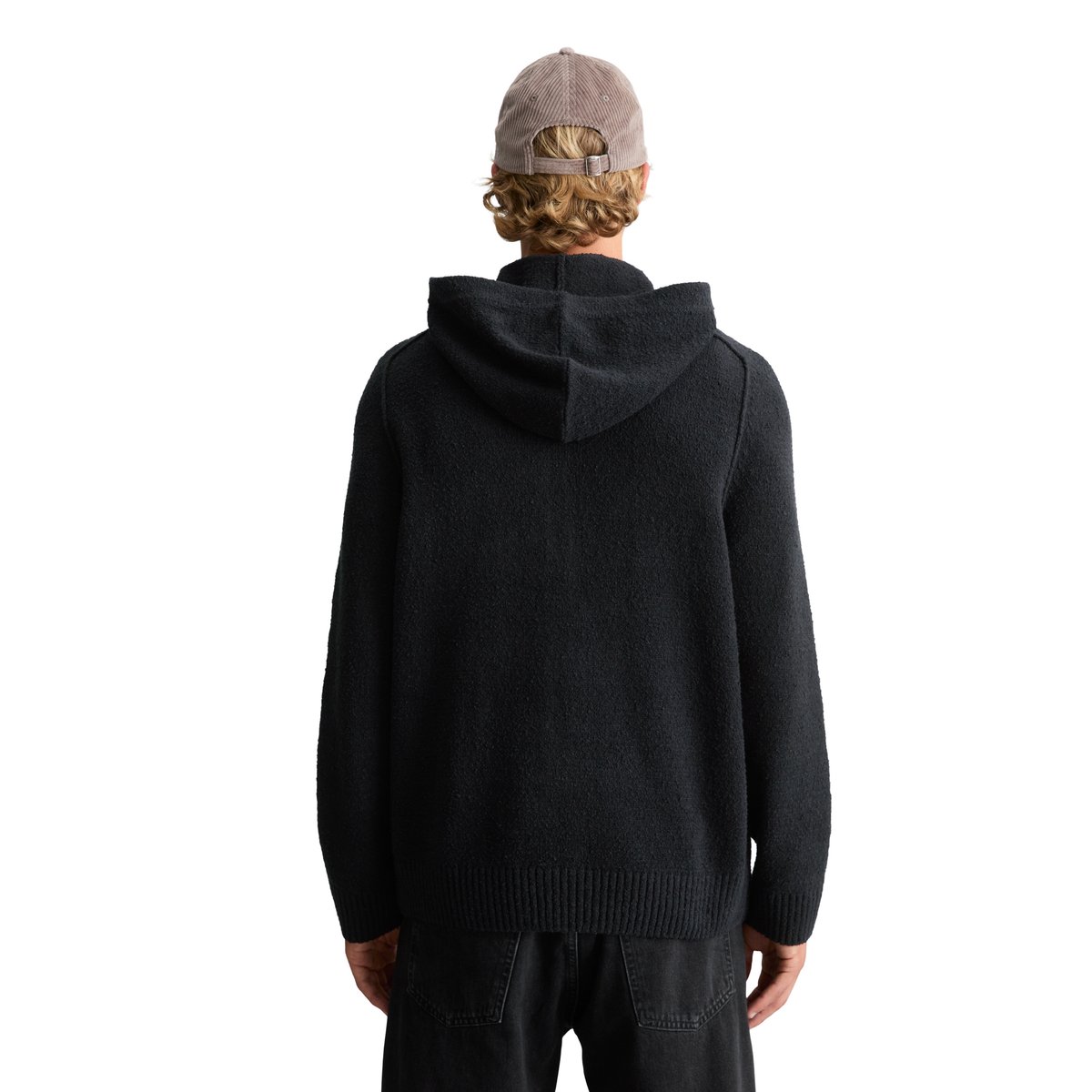 Sweat à capuche en maille bouclée, coupe classique en mélange de coton bio noir, MARC O’POLO DENIM