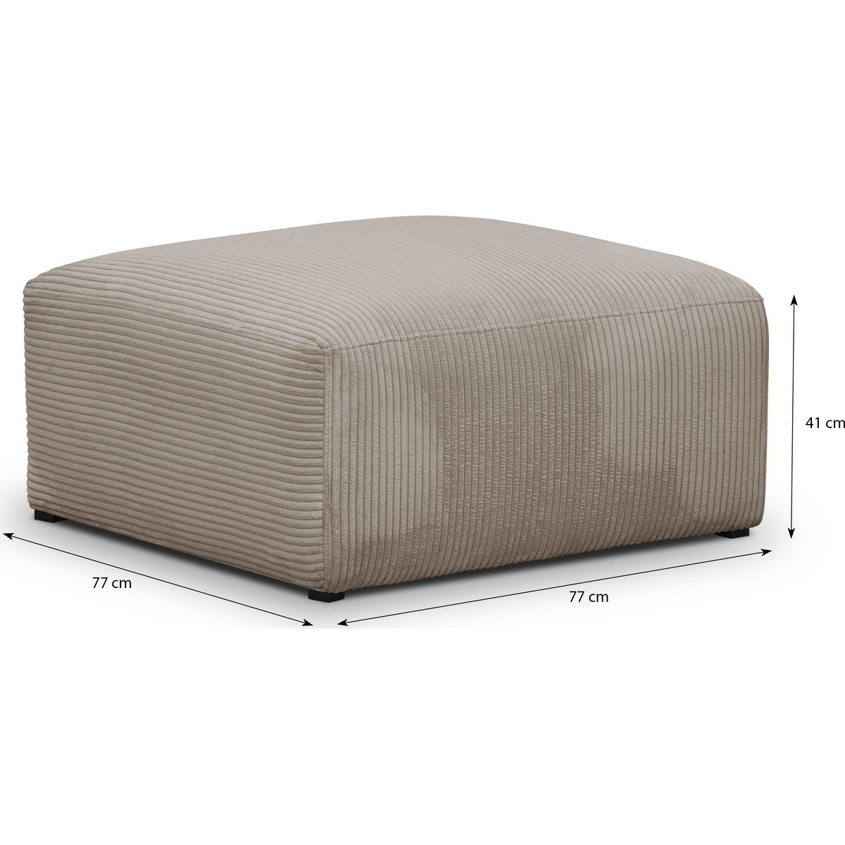 Canapé d'angle à droite modulable 4 places en velours côtelé + pouf - MODULO taupe, HOMIFAB