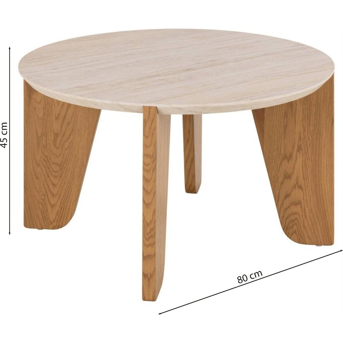 Table basse ronde effet travertin et chêne travertin et chêne sauvage, RECOLLECTION