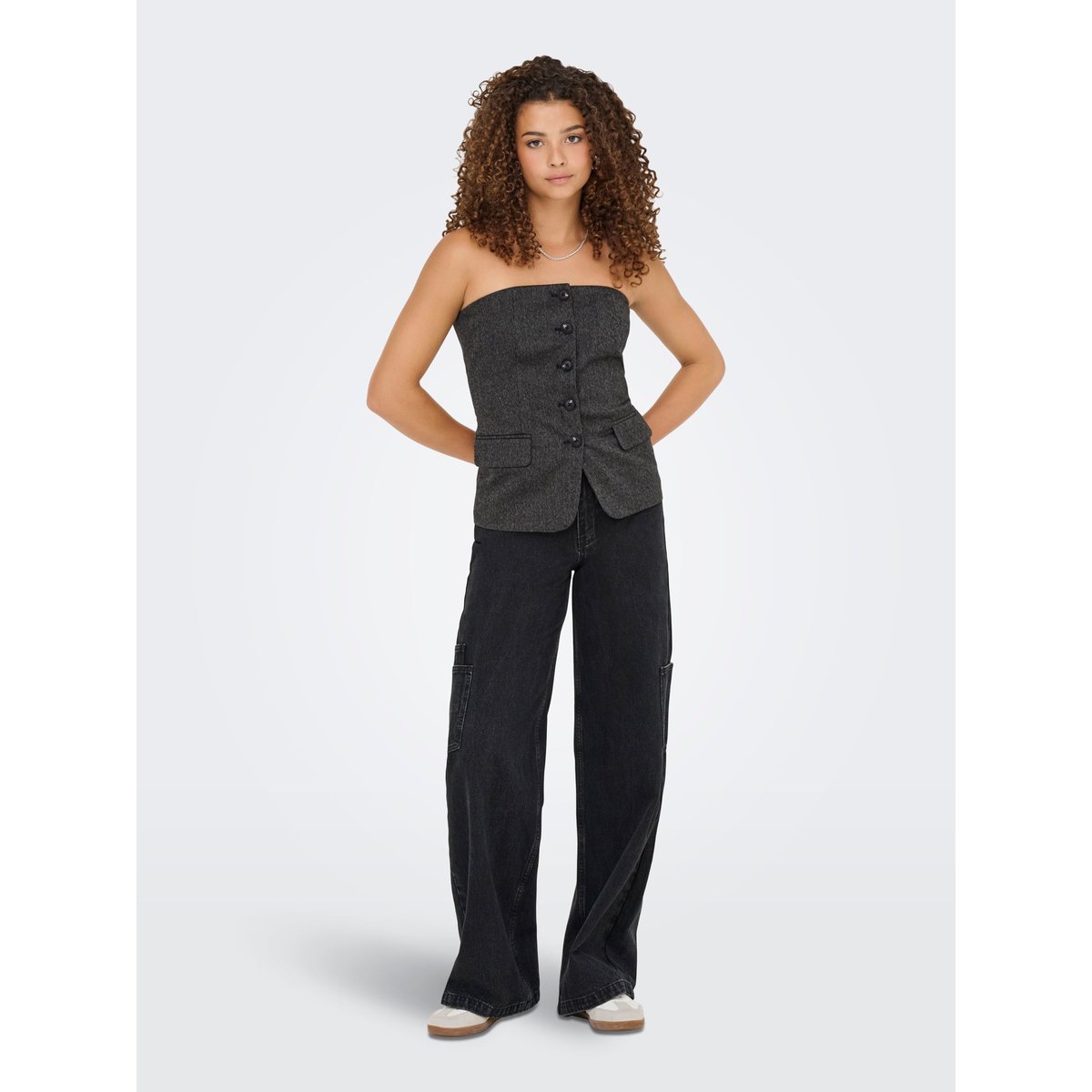 Top Bandeau dark grey melange, ONLY