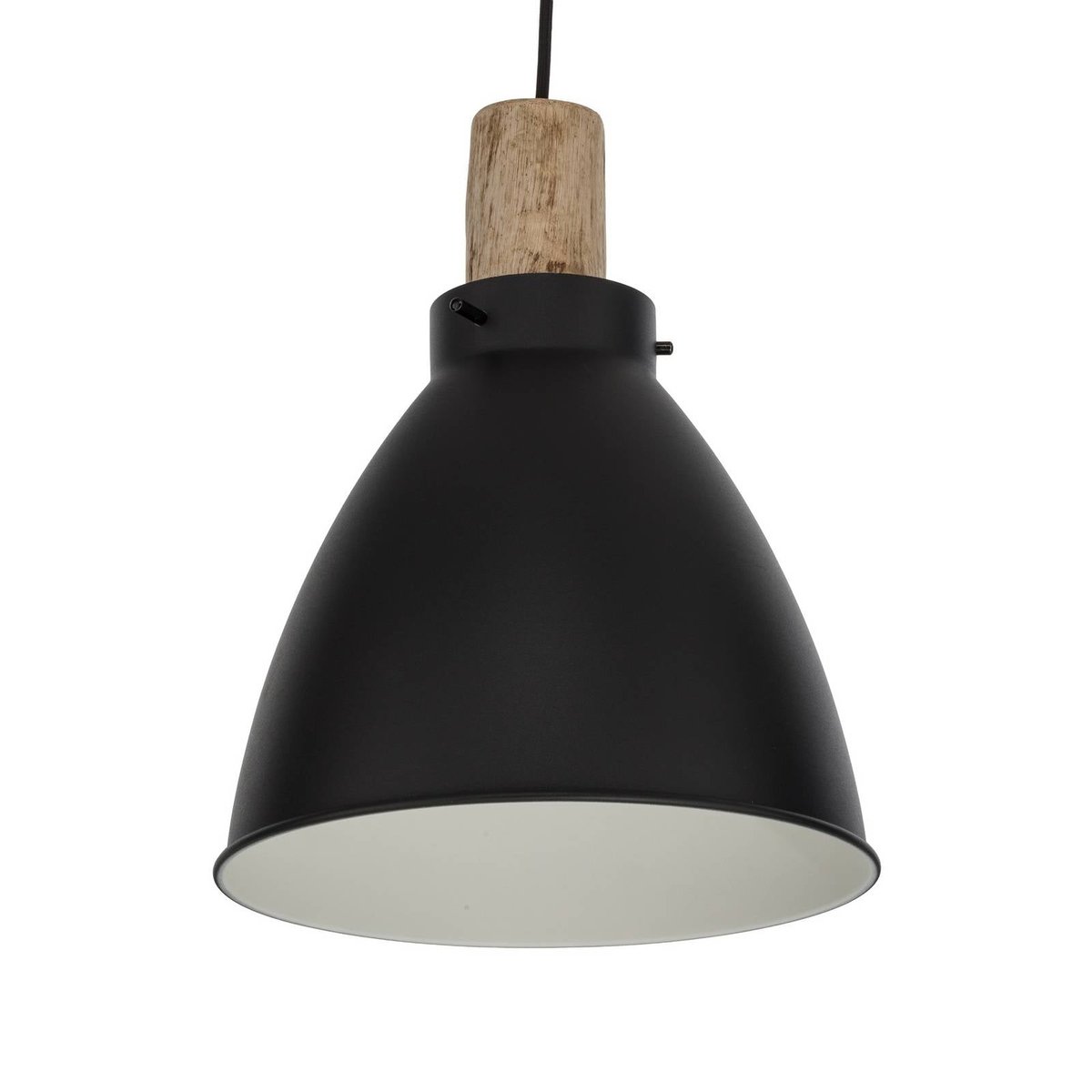 Suspension en métal scandinave, Trebale noir, bois clair, LINDBY