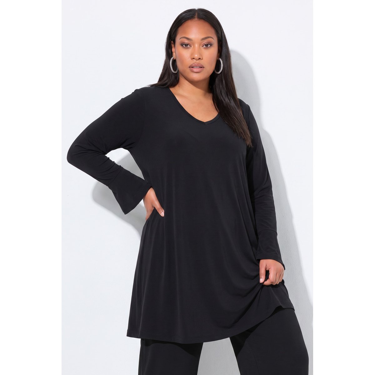 T-shirt long noir, ULLA POPKEN