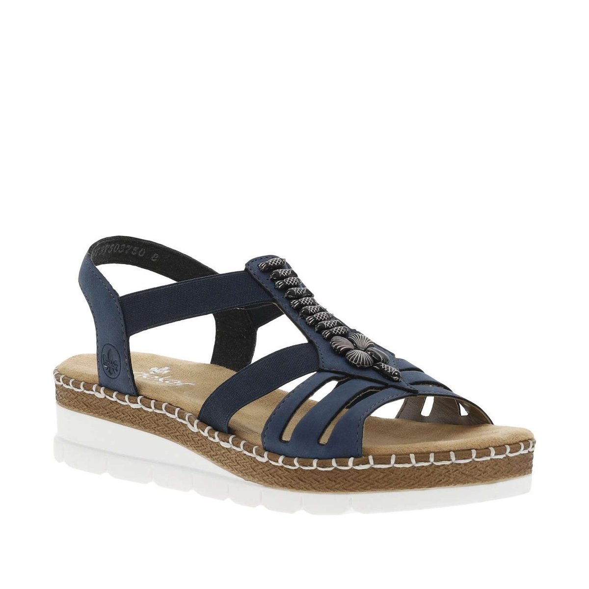 Sandales compensés élastiqués bleu marine, RIEKER