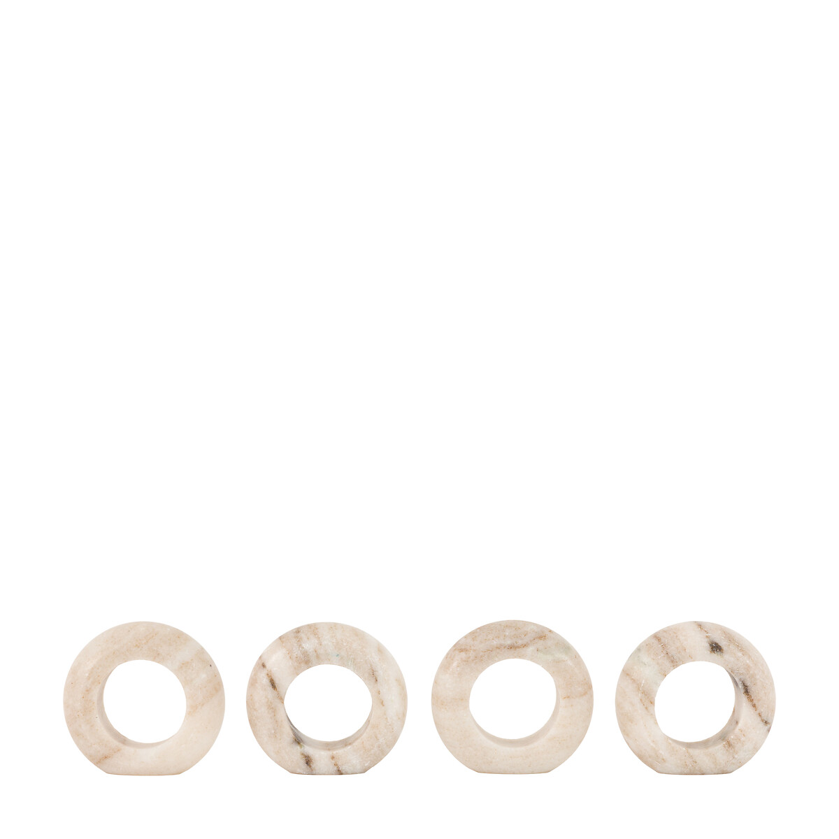 Set of 4 Novi Napkin Rings in Beige Marble natural, SO'HOME