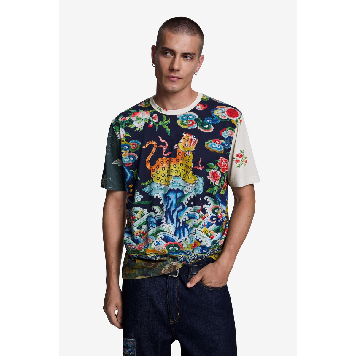 T-shirt imprimé gris, DESIGUAL