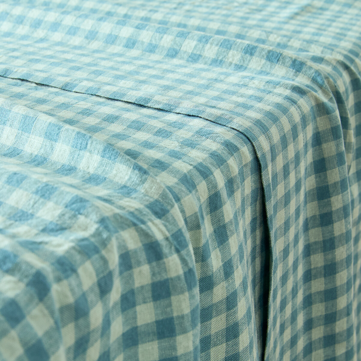 Drap plat en lin lavé, ACÉLIE BLEU bleu/aqua, LA REDOUTE INTERIEURS
