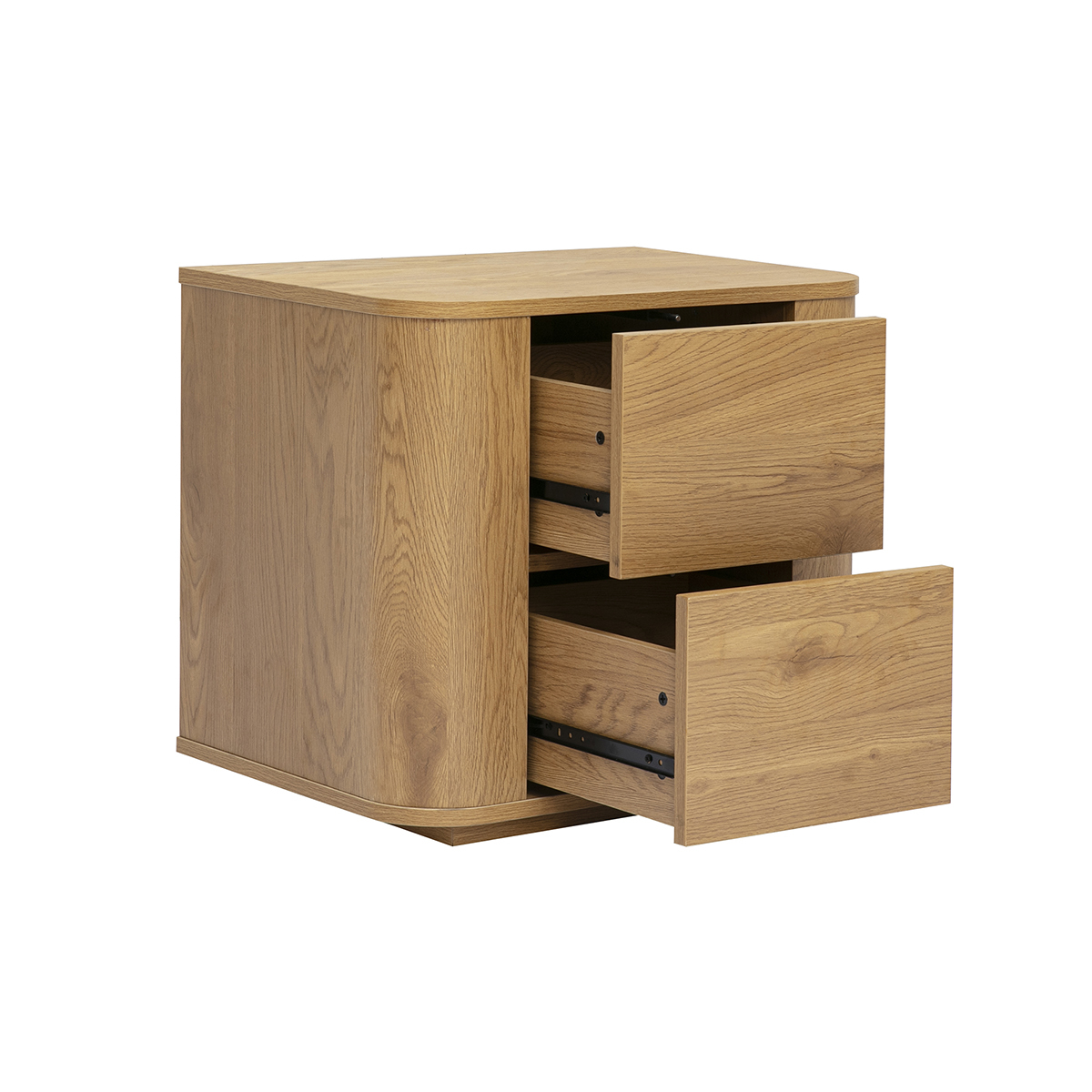Table de chevet avec rangements 2 tiroirs finition bois clair chêne NEGAN chêne clair, MILIBOO