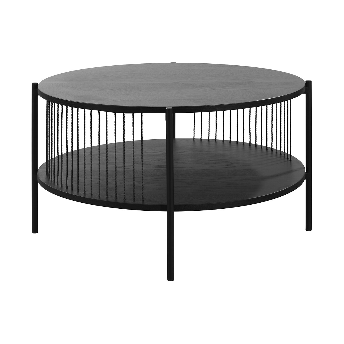 Hartley Rope Detailing Round Oak Coffee Table black, ÉDITÉ
