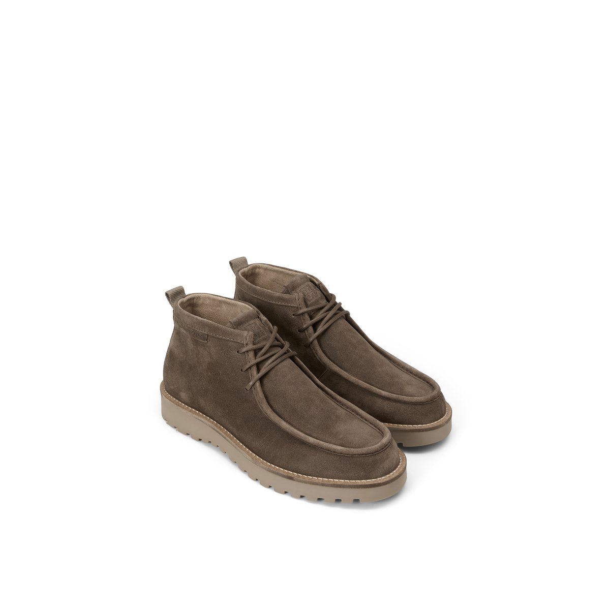 Chaussures à lacets, modèle Jack en cuir de vachette velours marron foncé, MARC O'POLO