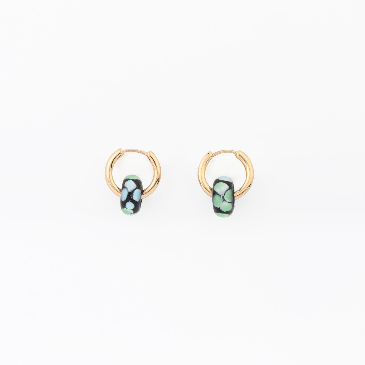 Petites créoles boule en verre bleues bleu, BALABOOSTE
