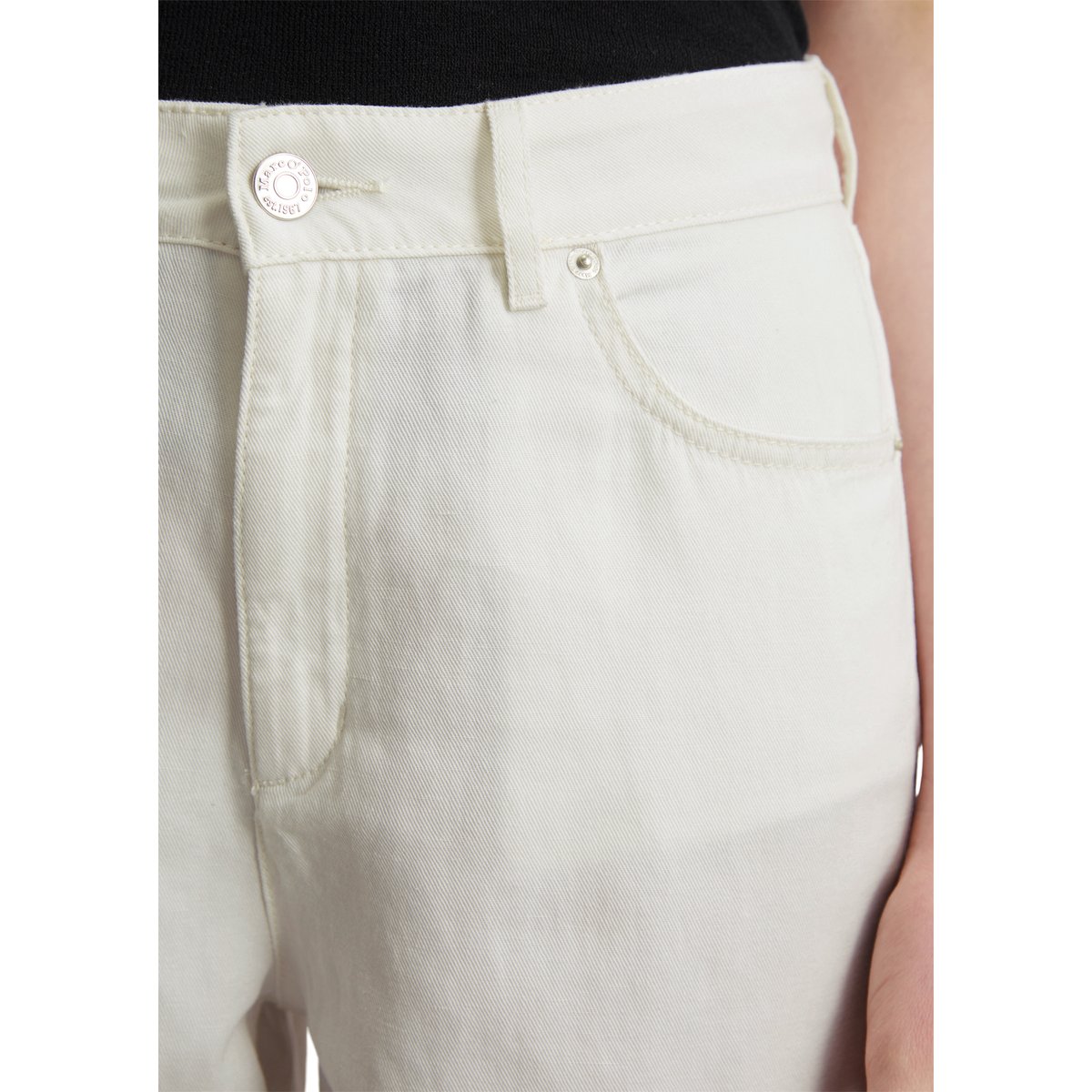 Jeans relaxed en mélange coton organique/lin blanc, MARC O'POLO