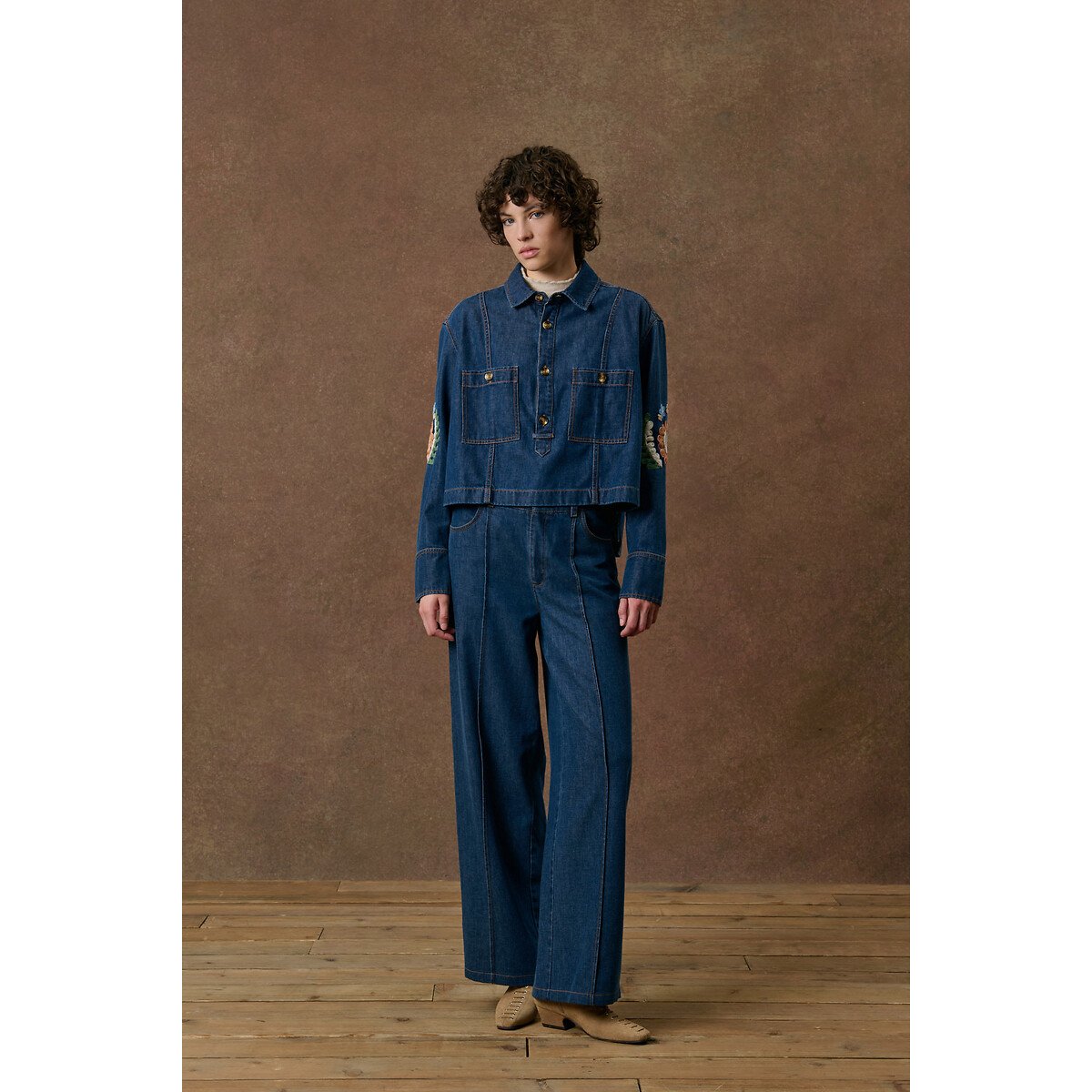 Camisa vaquera con bordados, ILA índigo, LOUISE MISHA