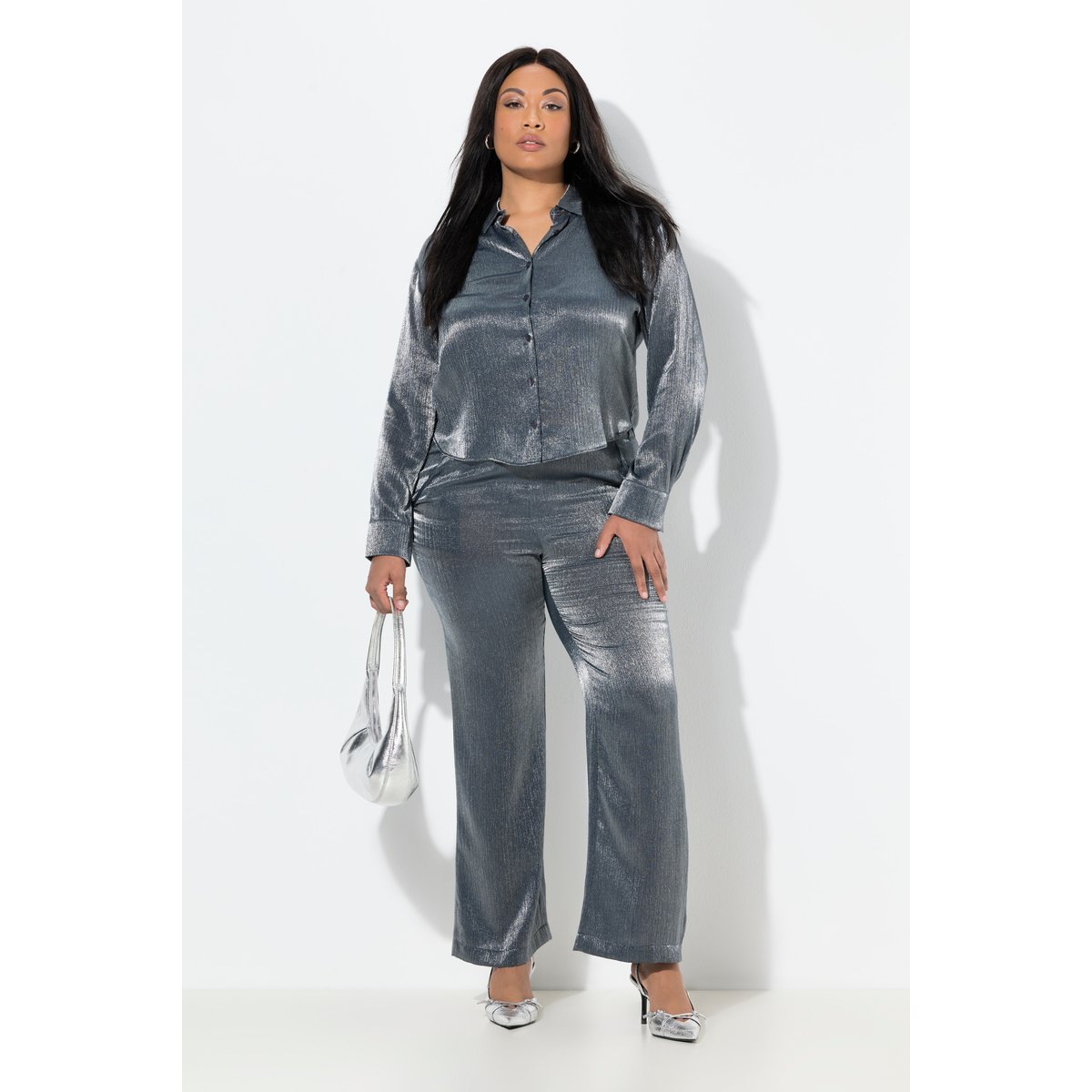 Pantalon rose, reflets métalliques argent, ULLA POPKEN