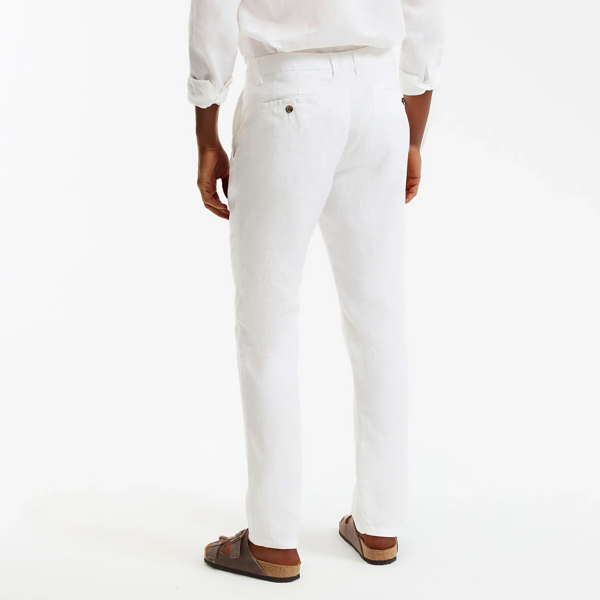 Signature Leinenhose ISAAC, gerades Bein weiss, LA REDOUTE COLLECTIONS