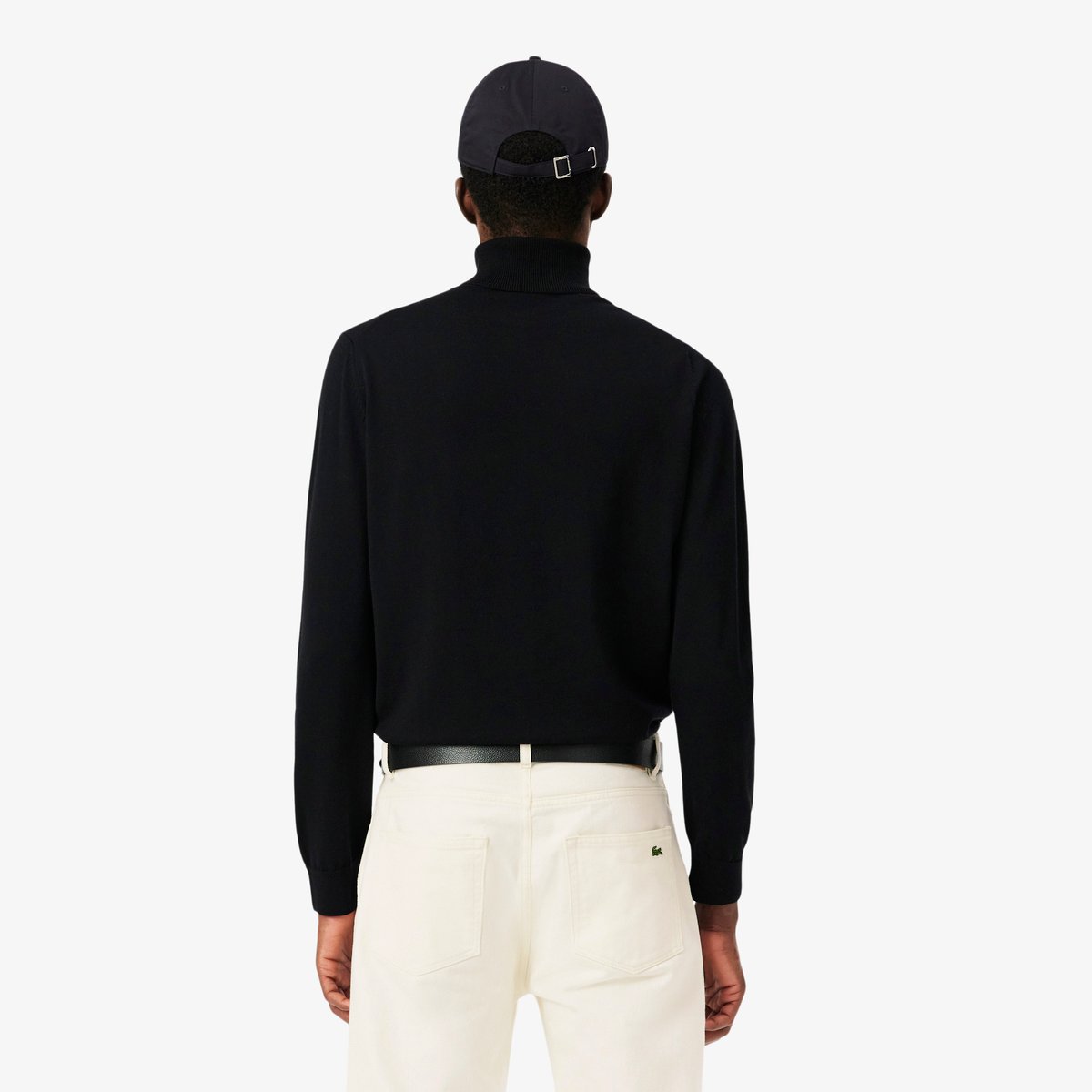 Pull en laine mérinos col roulé noir-031, LACOSTE