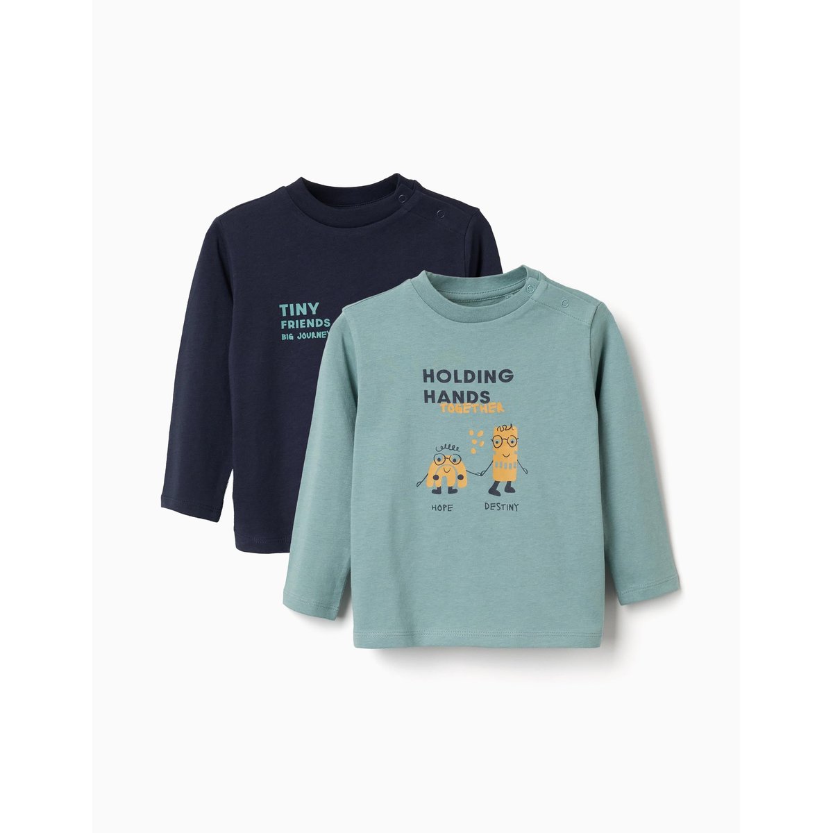 Lot de 2 T-shirts à manches longues avec imprimés vert clair, ZIPPY