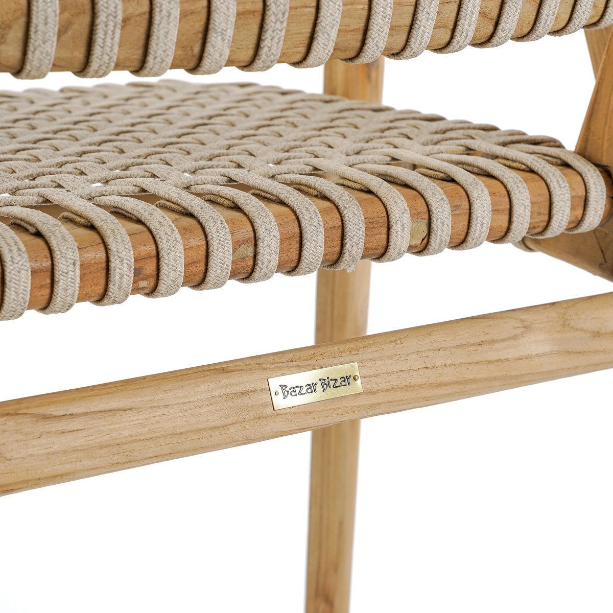 Chaise en teck récupéré TRIKERI beige, BAZAR BIZAR